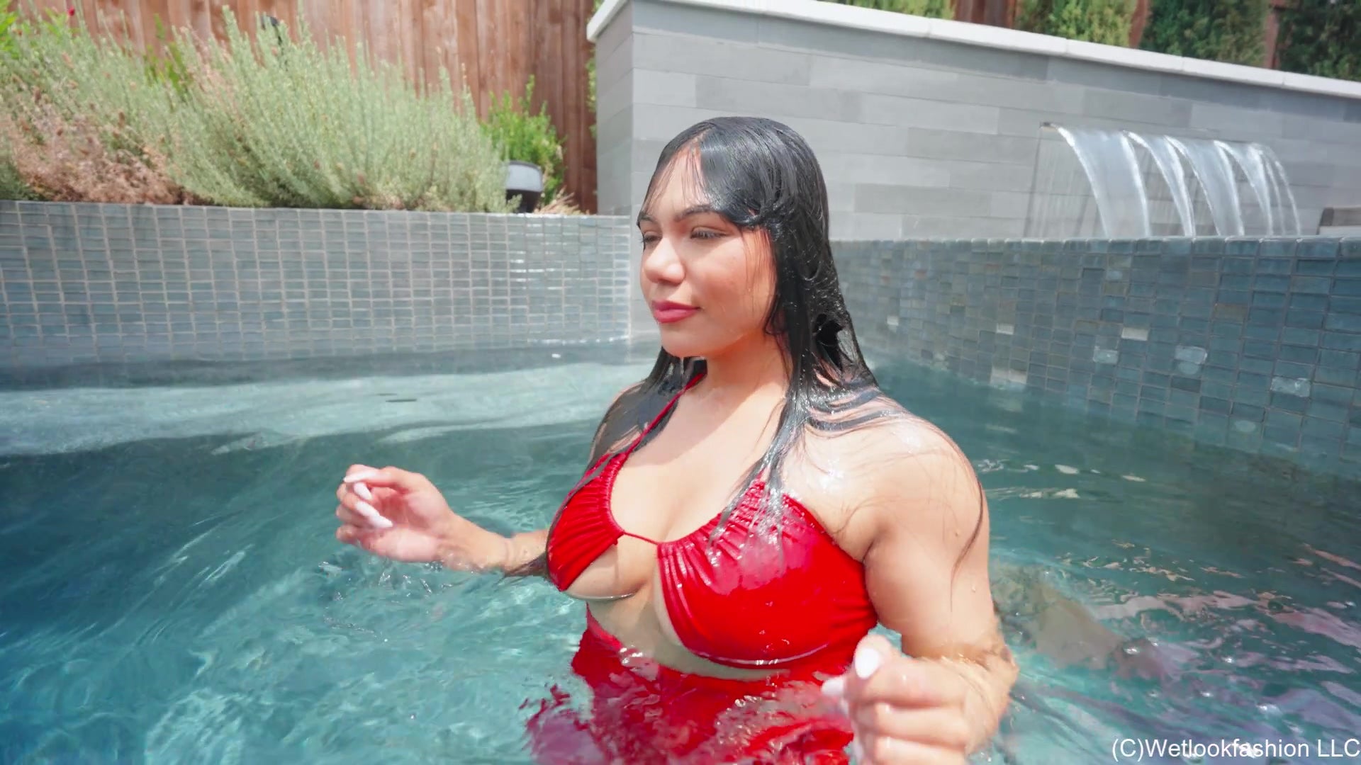 Maria Gets Wet in an Red Mini Dress