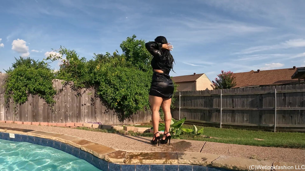 Maria - Black Satin Dress Swim in the Evening Sun
