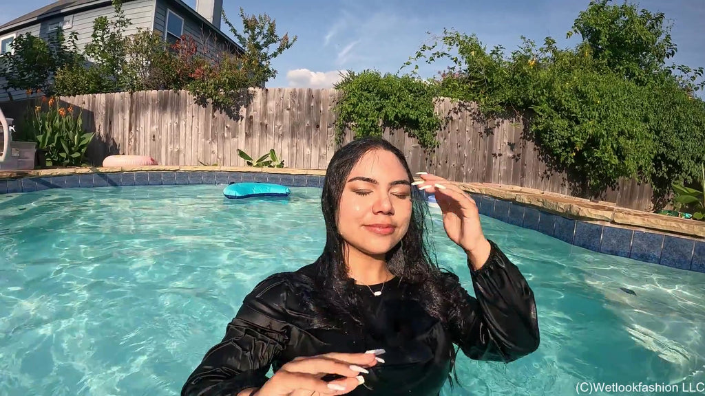 Maria - Black Satin Dress Swim in the Evening Sun