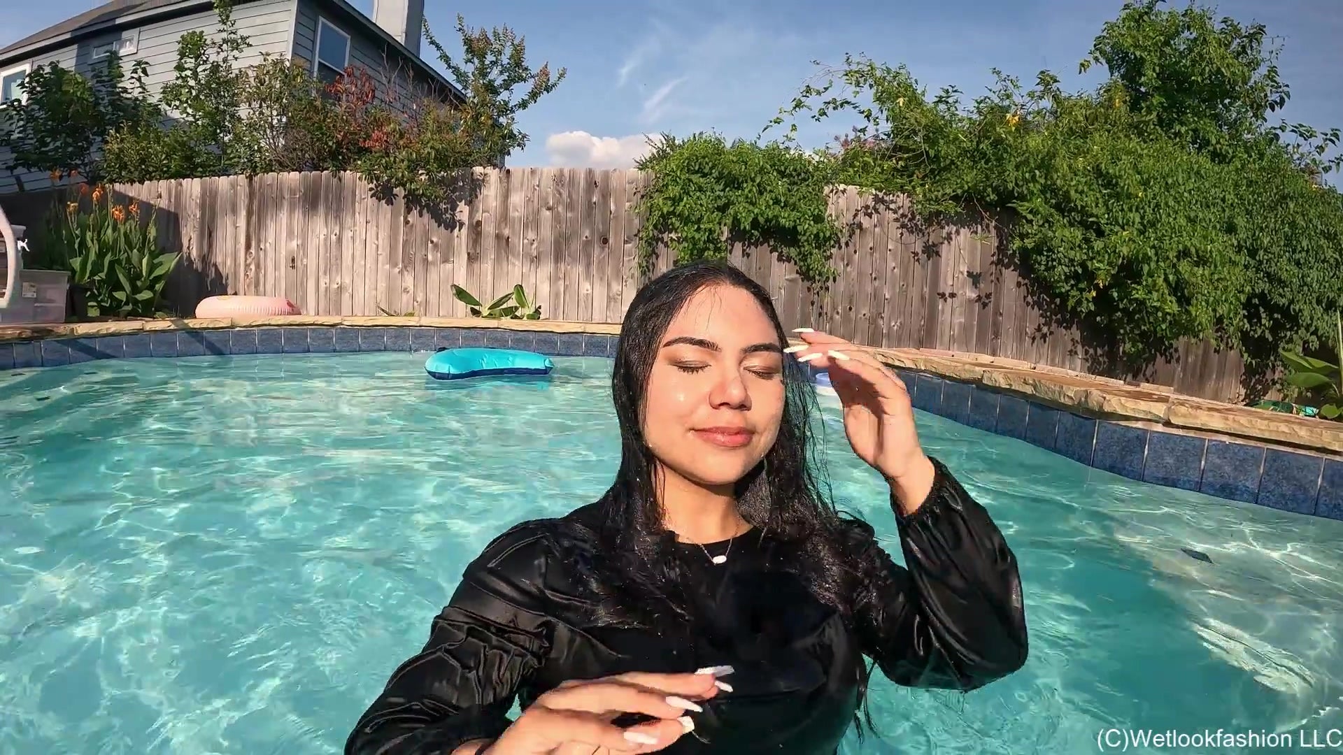Maria - Black Satin Dress Swim in the Evening Sun