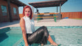 Mariela Goes for a Swim in a Satin Skirt, Vest and Heels