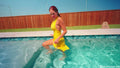 Mariela Goes for a Swim in A Sexy Yellow Satin Dress