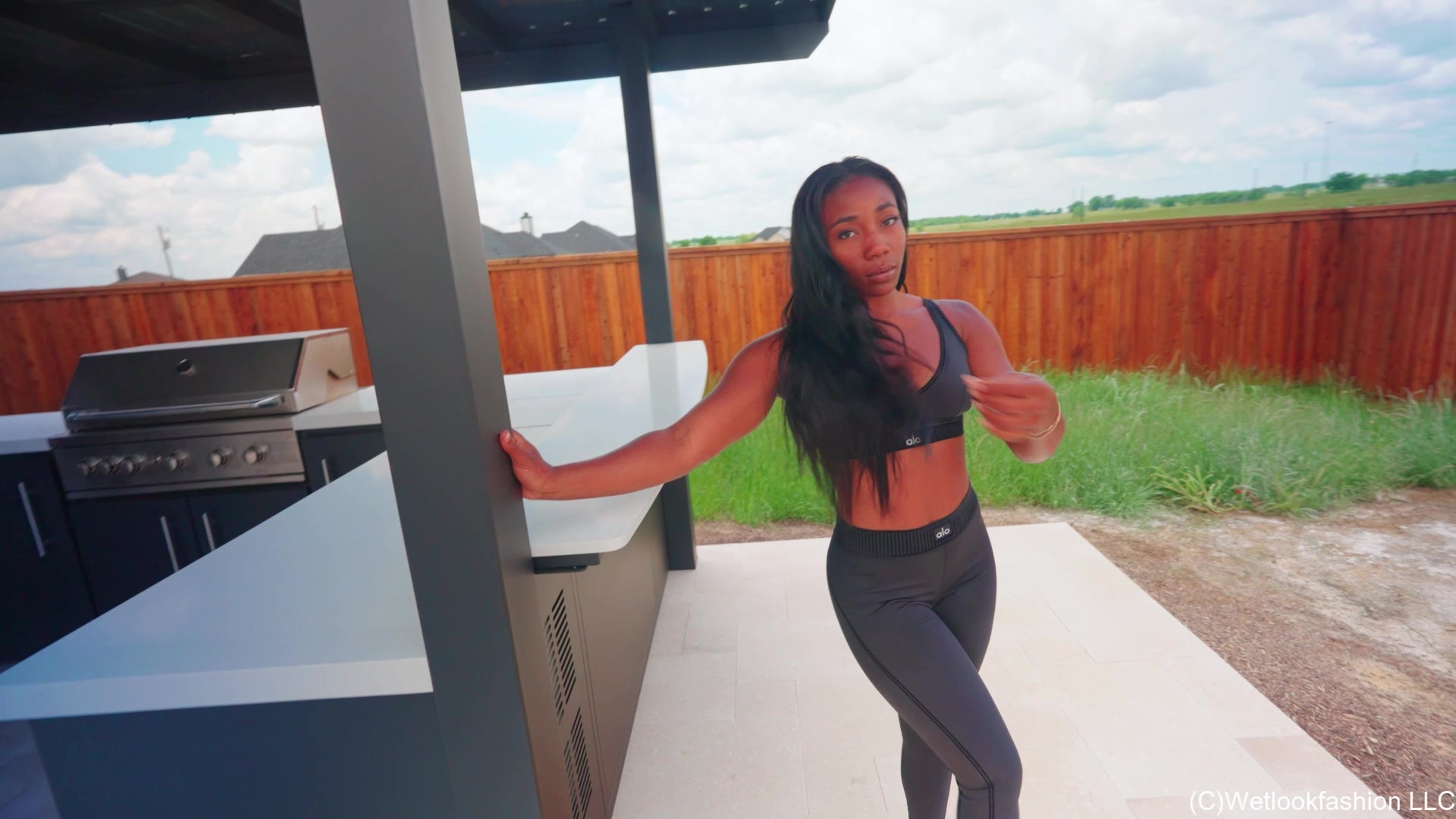 Naomi Swims in the Pool Wearing Color Changing Leggings