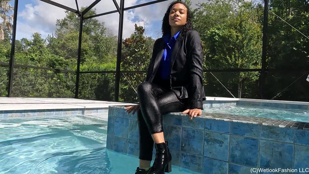 Natalie Is Getting Wet Wearing a Pantsuit
