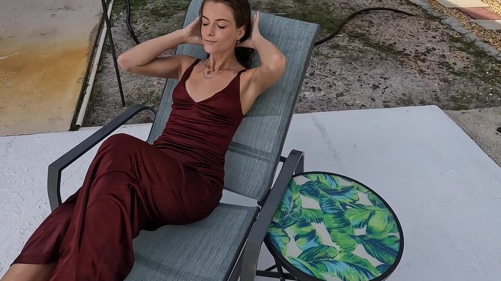 Nathalia Swims in Her Red Formal Dress