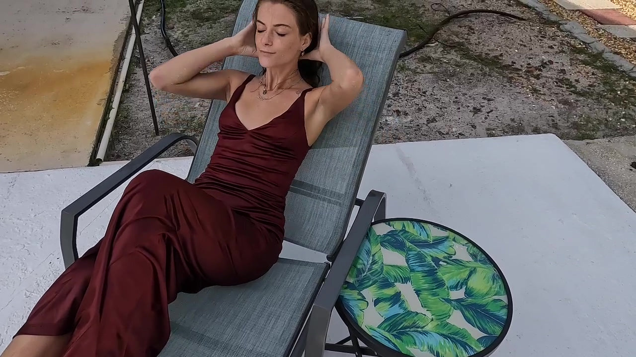 Nathalia Swims in Her Red Formal Dress