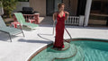 Nathalia Swims in Her Red Formal Dress