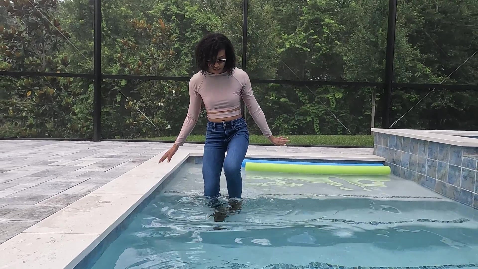 Natalie Swims in Jeans