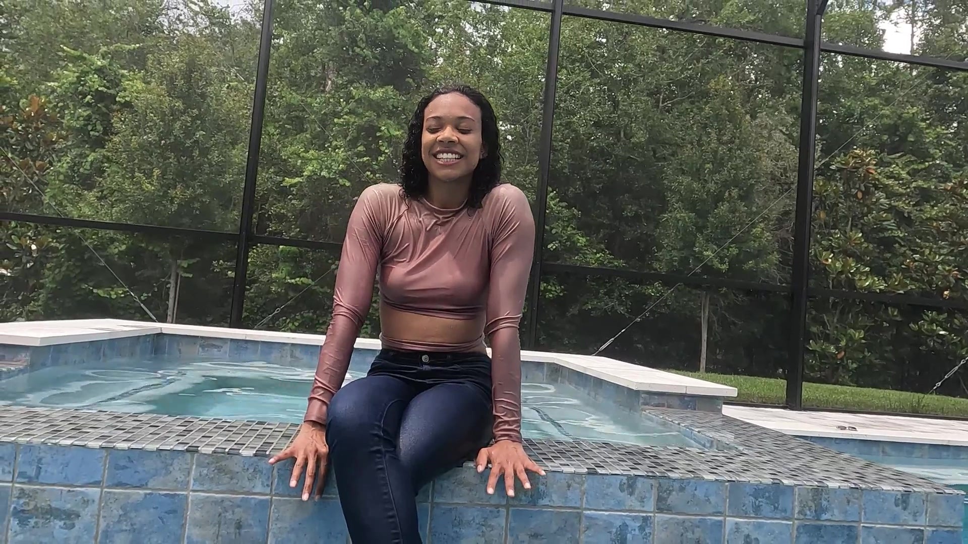 Natalie Swims in Jeans