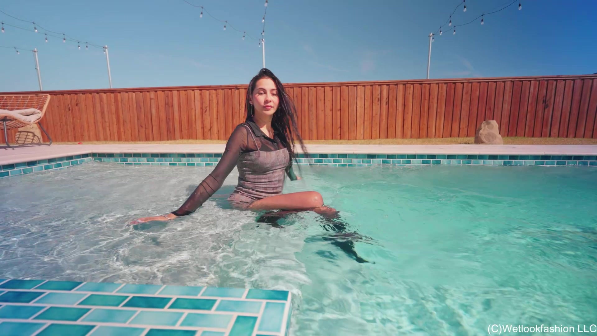 New Model Nicole Swims in a Hot Dress, Tights and Boots