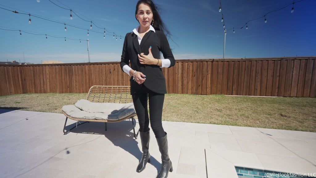 Nicole Goes for a Swim in a Hot Business Outfit