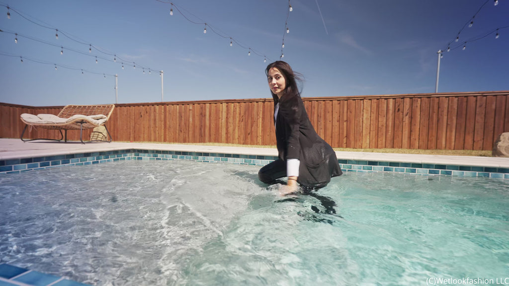 Nicole Goes for a Swim in a Hot Business Outfit