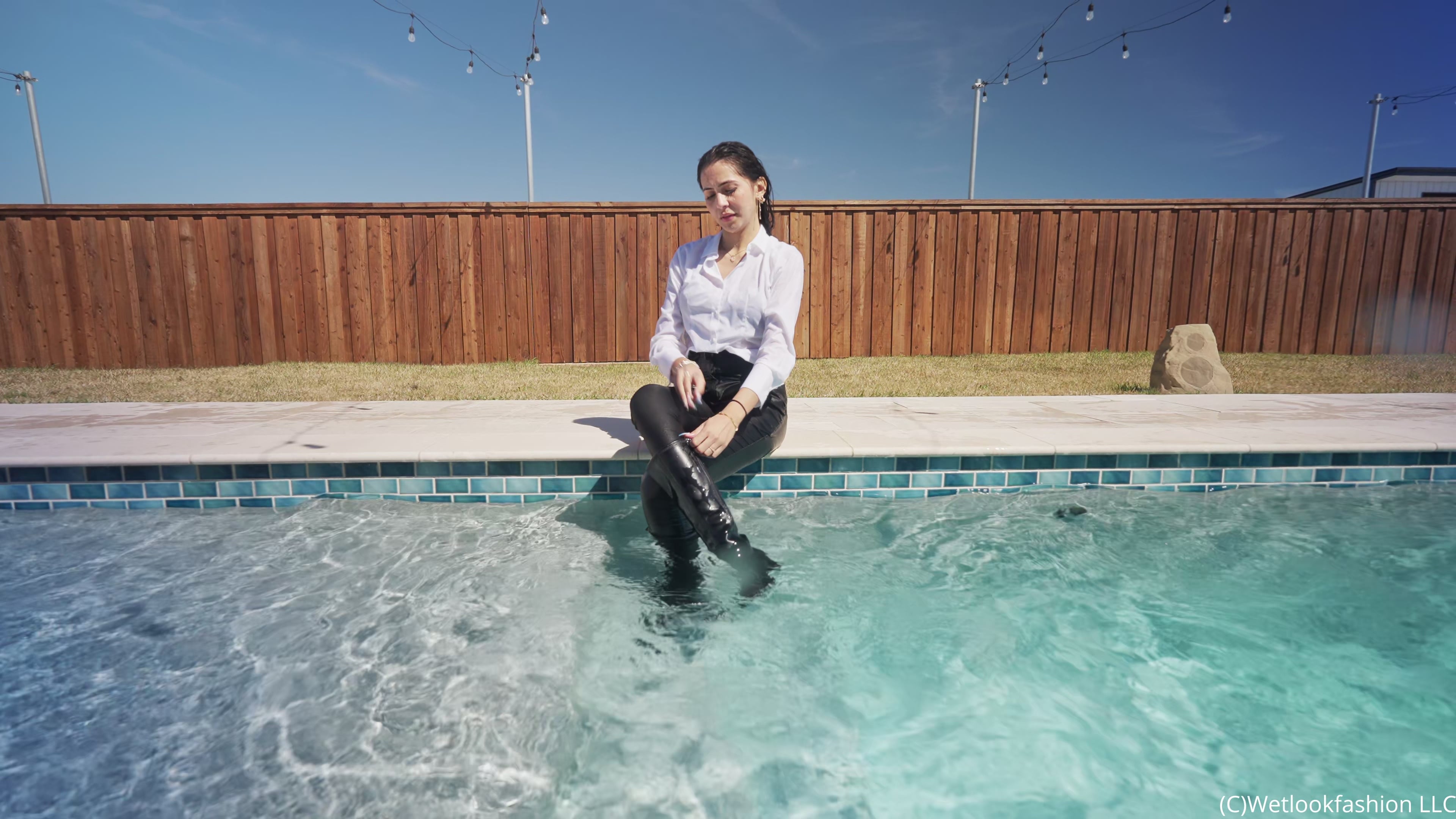 Nicole Goes for a Swim in a Hot Business Outfit