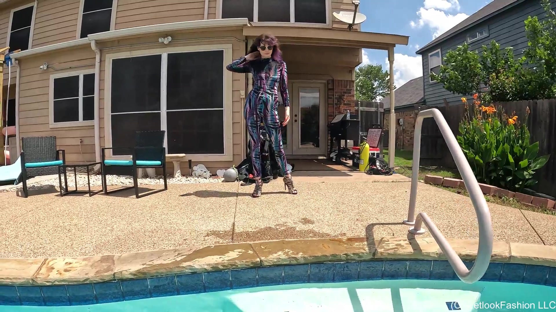 Petra Swims in a Velvet Jumpsuit