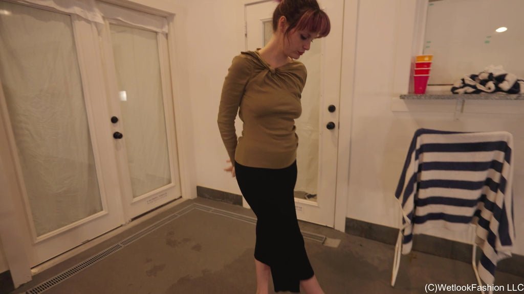 Petra Swims with You Wearing a Long Skirt and a Brown Top