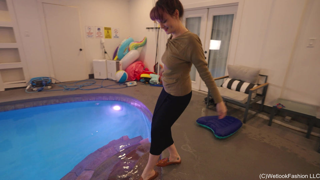 Petra Swims with You Wearing a Long Skirt and a Brown Top