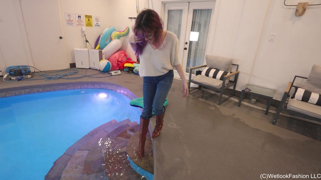 Petra Takes a Dip in Jeans, Sweater and Boots