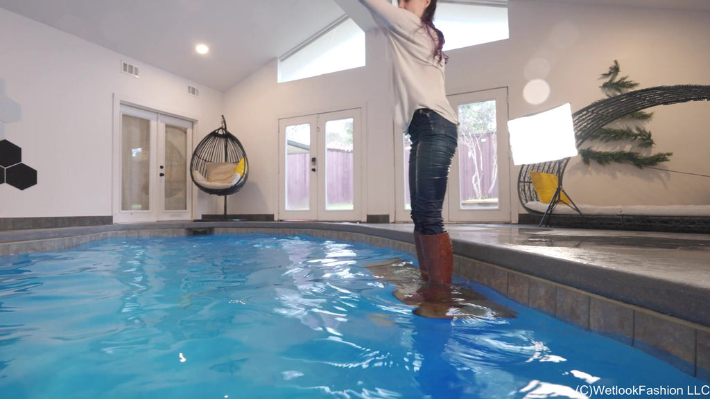 Petra Takes a Dip in Jeans, Sweater and Boots