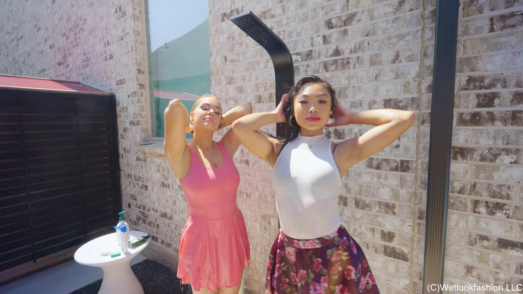 Pool Time with Casey and Christie Wearing Skirt Outfits