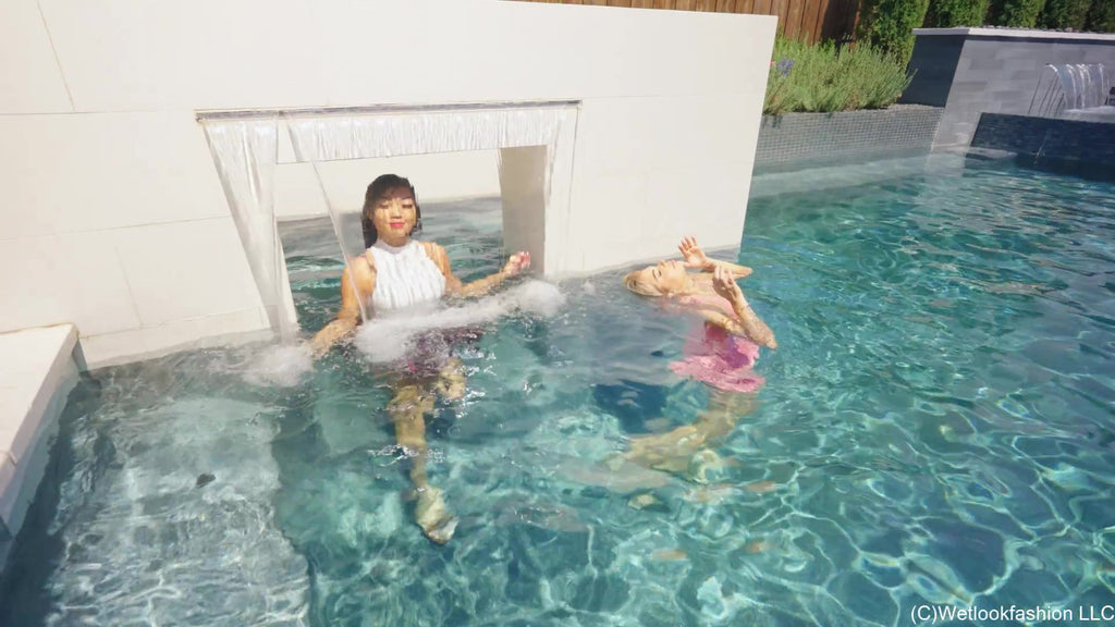 Pool Time with Casey and Christie Wearing Skirt Outfits
