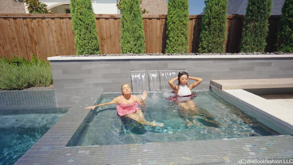 Pool Time with Casey and Christie Wearing Skirt Outfits