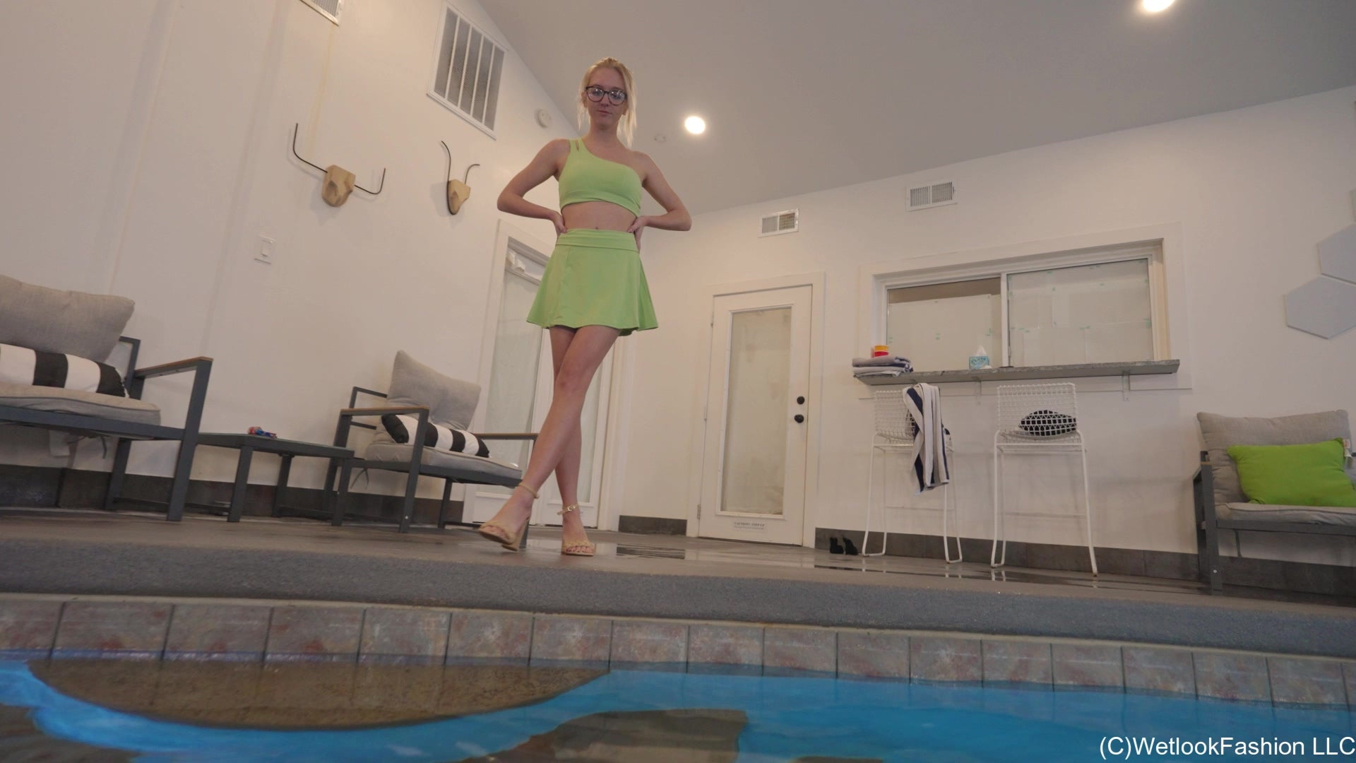 Pool Time with Hannah Wearing a Mini Skirt Outfit