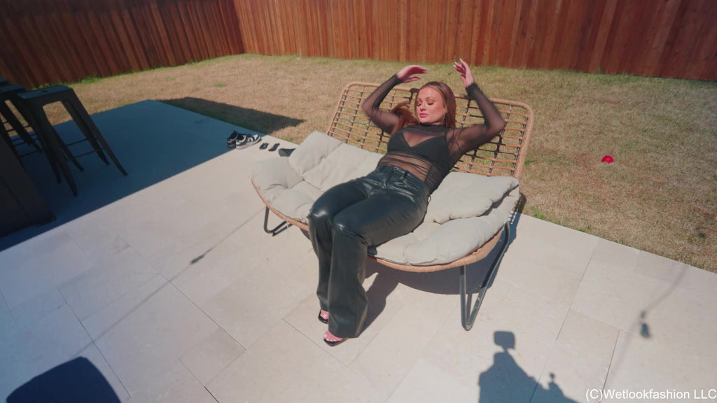 Presley Rocks the Pool in a Hot Leather Outfit