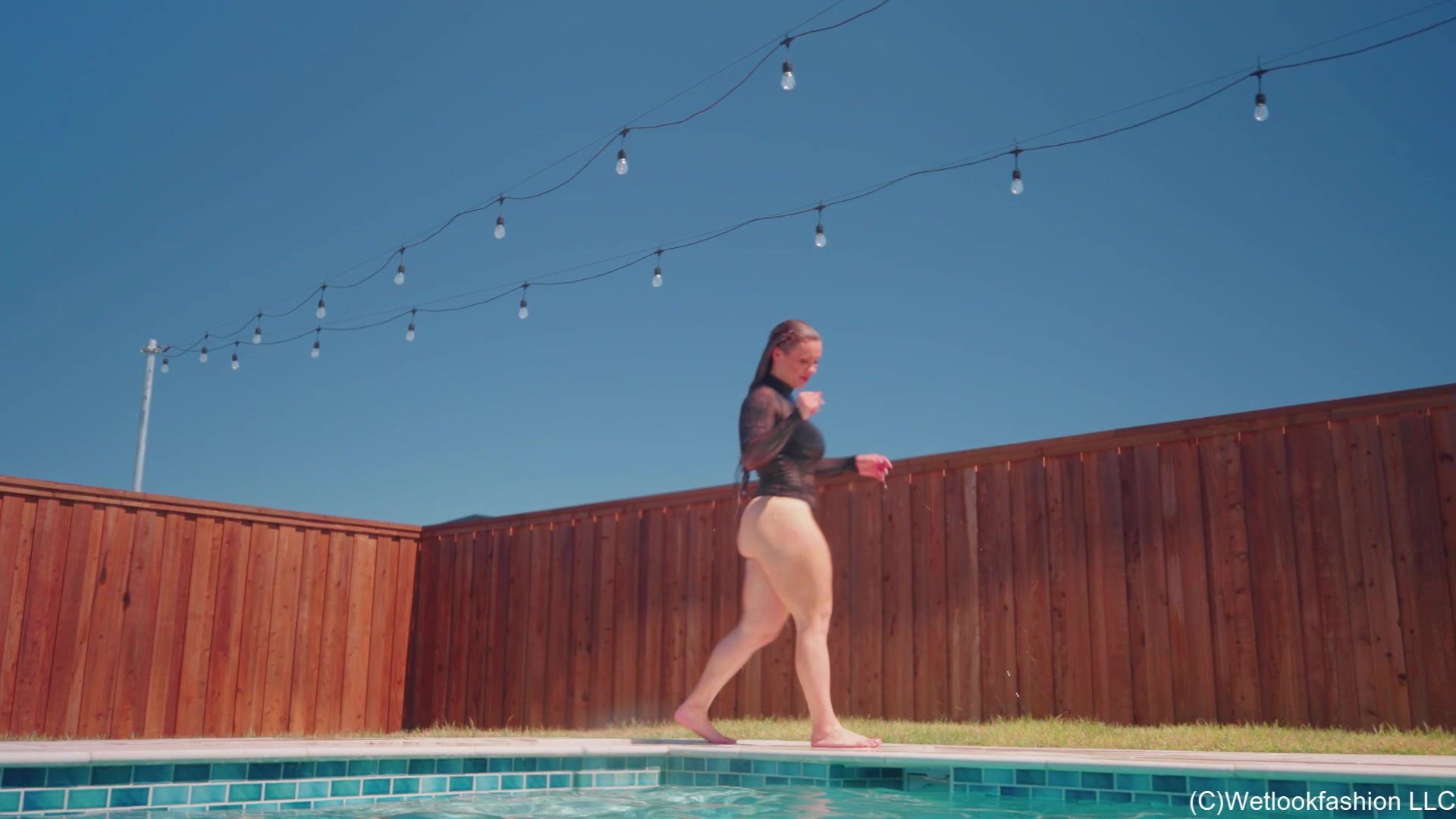 Presley Rocks the Pool in a Hot Leather Outfit