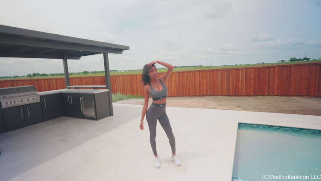 Amy Swims in an Alo Workout Set