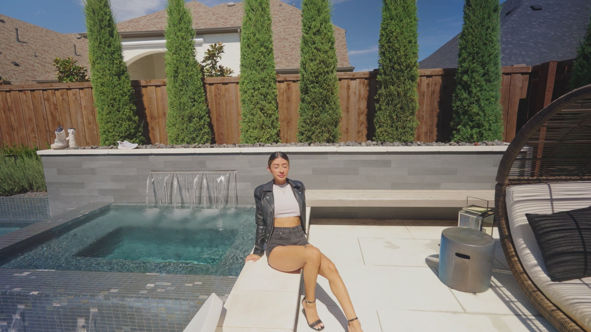 Pool Fun in a Shorts and Leggings Outfit with Diana