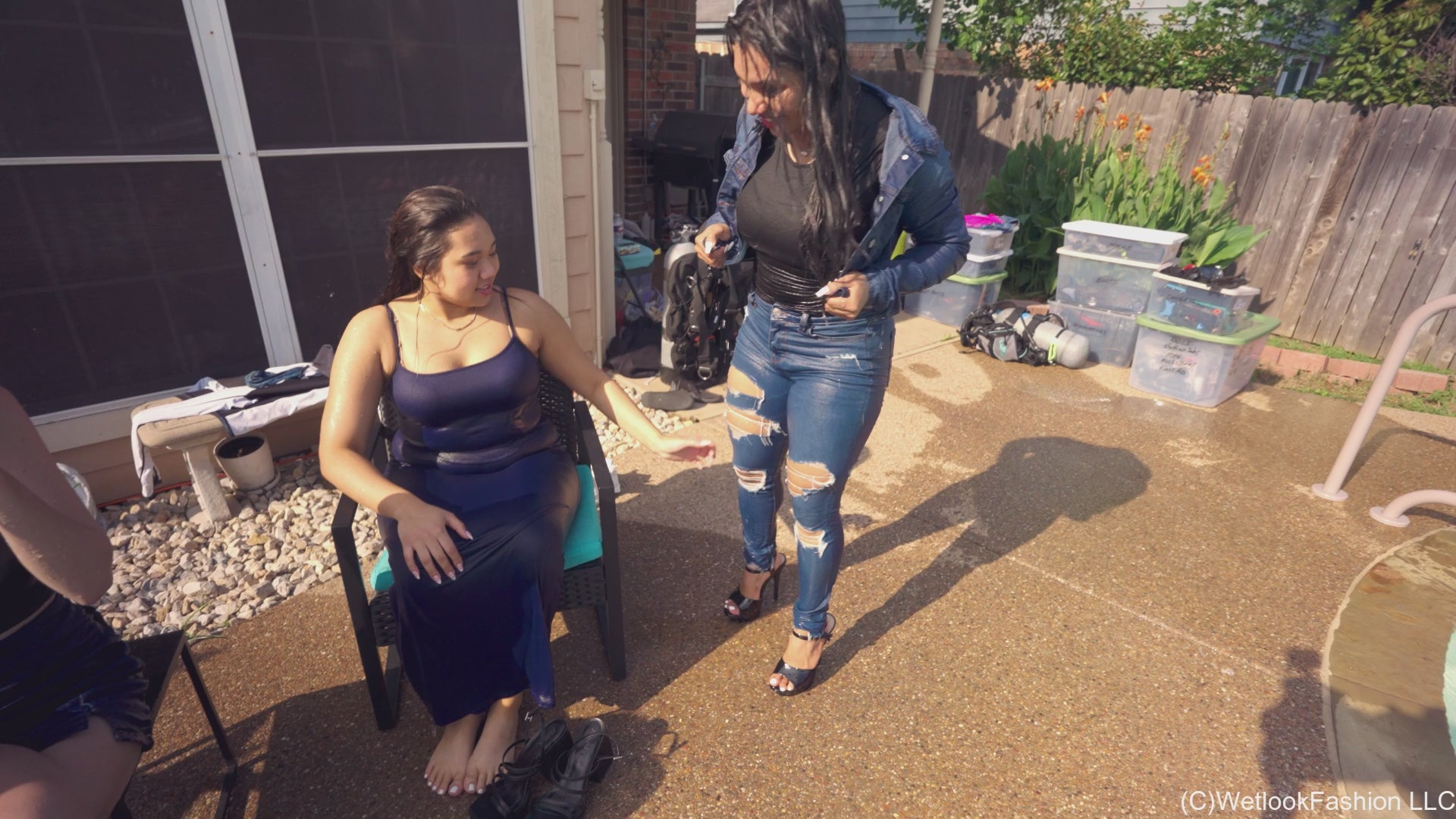 4 Girls Are Having Fun in the Pool Fully Clothed