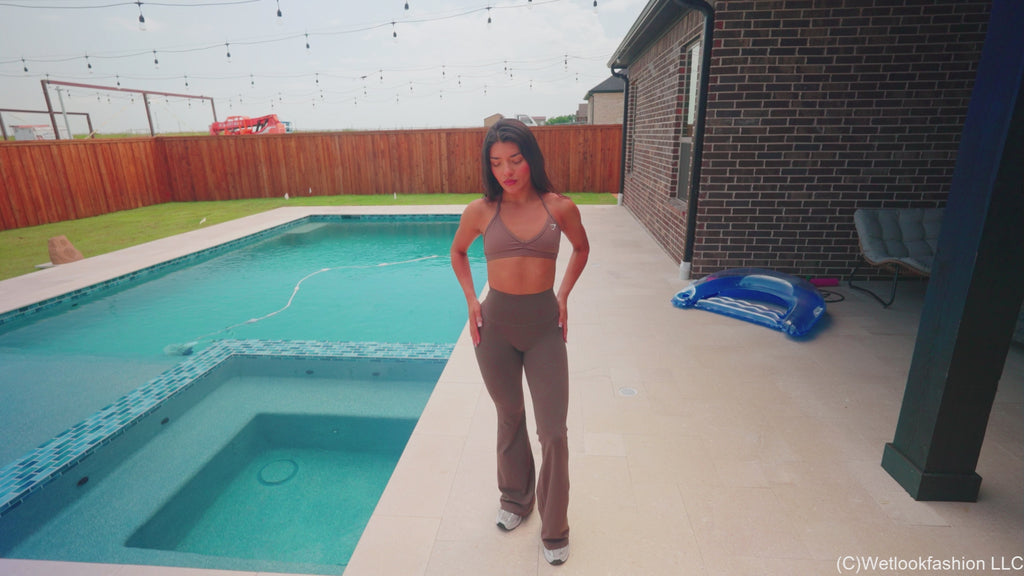 Jolissa's First Fully Clothed Swim Wearing Yoga Gear