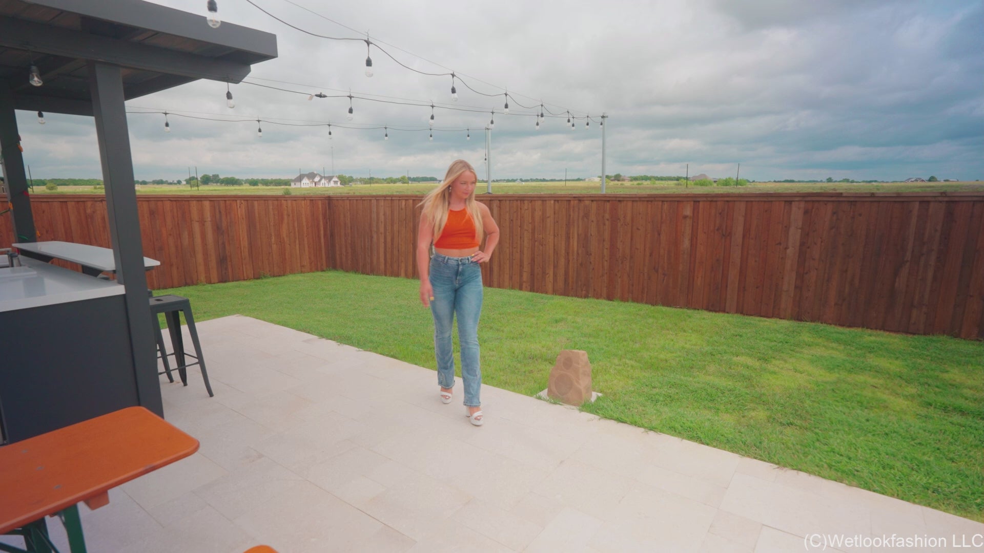 Introducing Brinley Getting Wet in Skinny Jeans and Crop Top