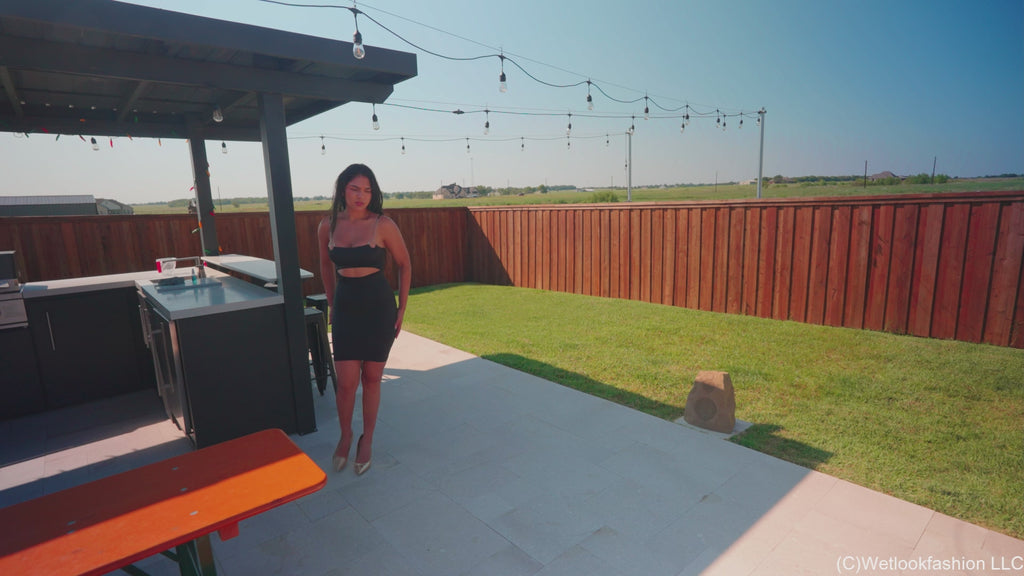 Alexandra Takes a Pool Dip in a Minidress