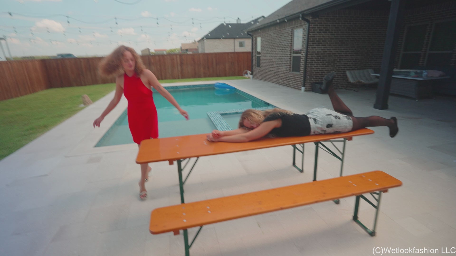 Camille and Tiffany Have Some Fun in the Pool