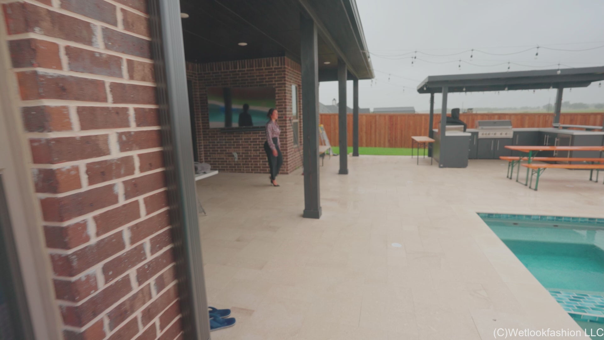 Iris Celebrates with a Fully Clothed Jump in the Pool
