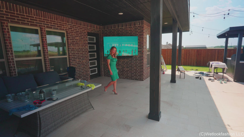 Camille Takes a Dip in a Summer Dress