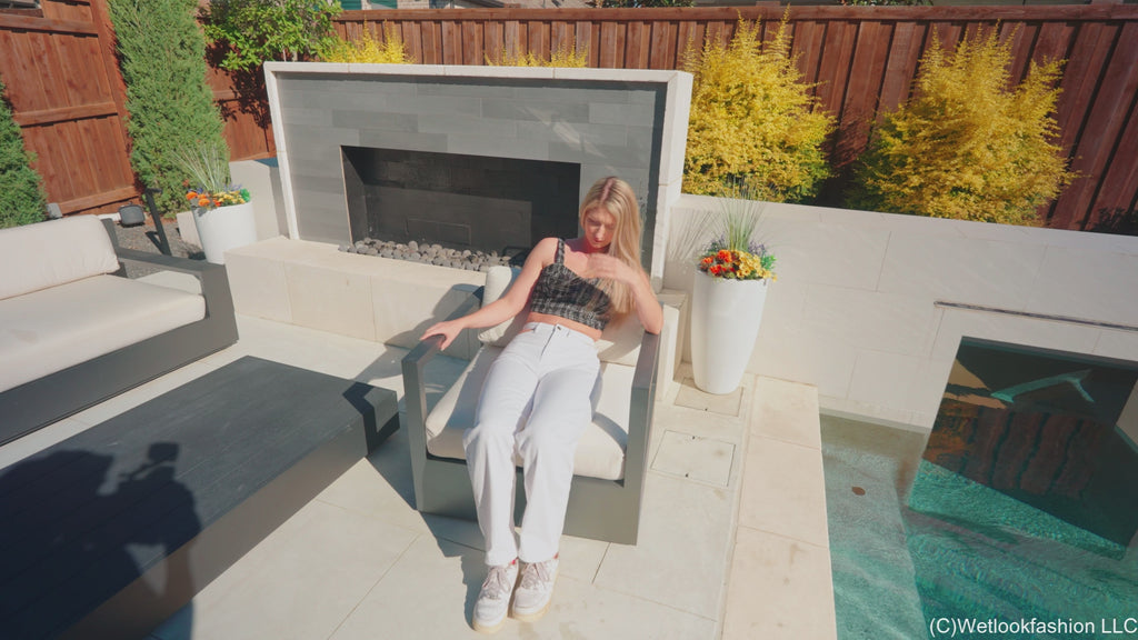 Kate's Morning Swim Wearing White Jeans, Top and Sneakers