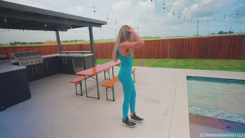 Lila Soaks Her Skin Tight Jumpsuit