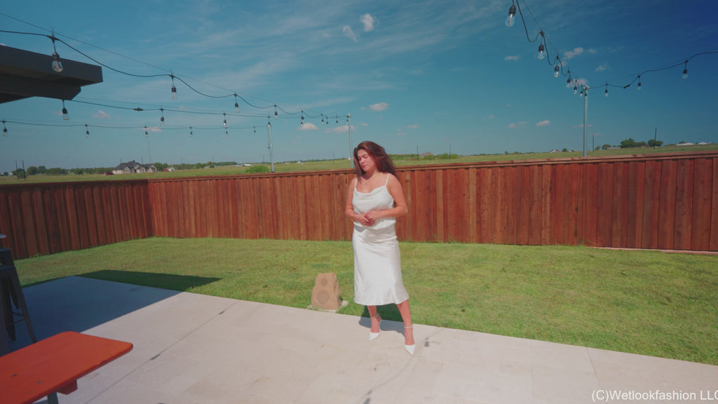 Yesenia Takes a Dip in White Satin