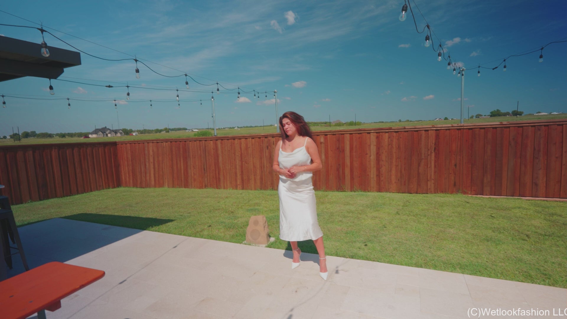 Yesenia Takes a Dip in White Satin