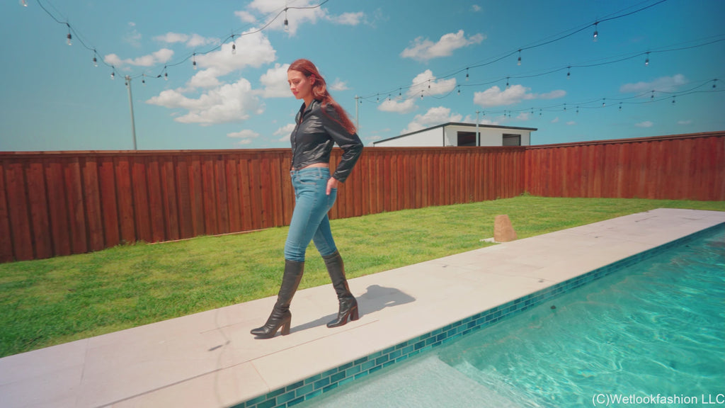 Taylor Swims in Jeans and Boots