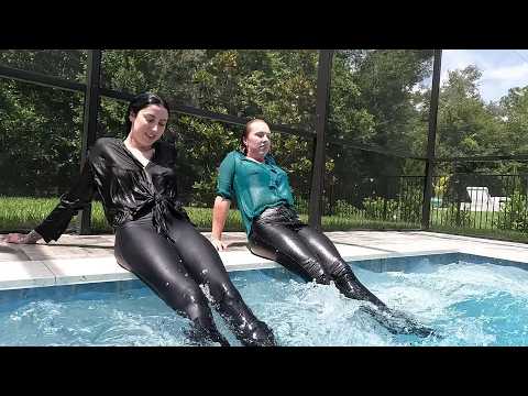 Lexie and Mandi Swim in Leather