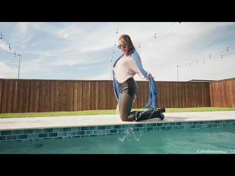 Joy Soaks Her Business Skirt Outfit in the Pool