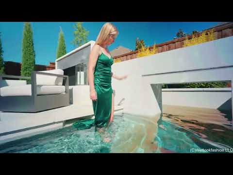 Kate Swims in a Green Satin Dress