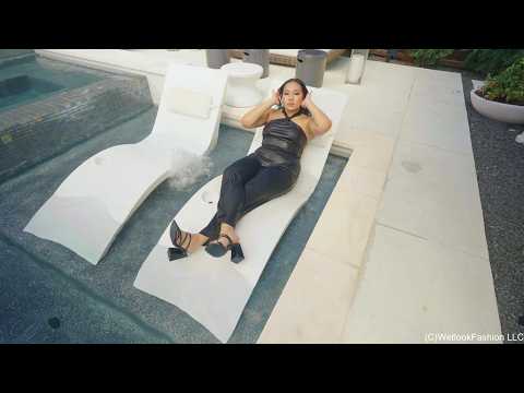 Tina Takes a Dip in the Pool Wearing a Shiny Jumpsuit