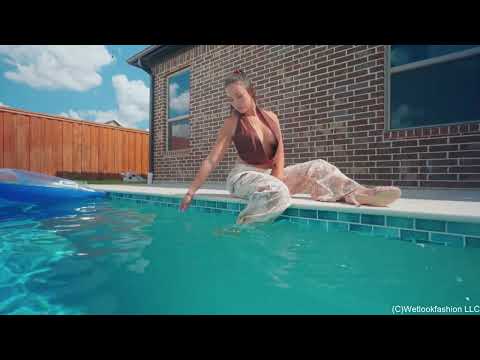 Iris Enjoys the Pool in Cargos and A Backless Top