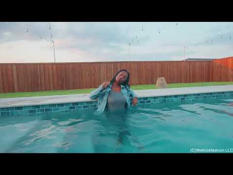 Amy Enjoys the Pool Wearing a Jumpsuit and a Jeans Jacket