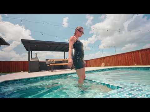 Victoria Gets Wet in a Shiny Little Black Dress