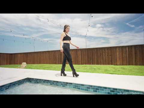 New Model Sienna gets Wet in Satin Pants and a Crop Top